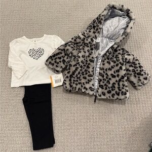 Little Me Fur Leopard Coat Outfit 12m